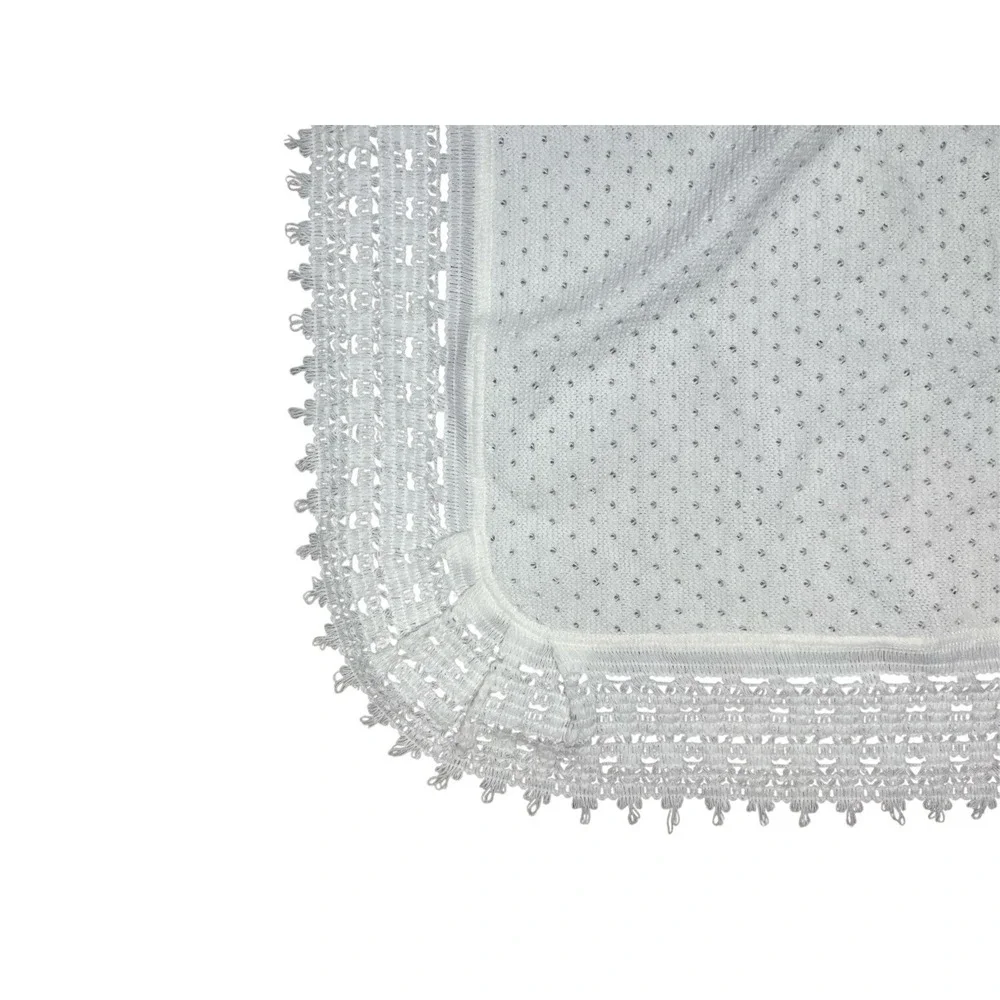 Vintage Renzo Baby Blanket‎ Lace Edged Bows Ivory Italy